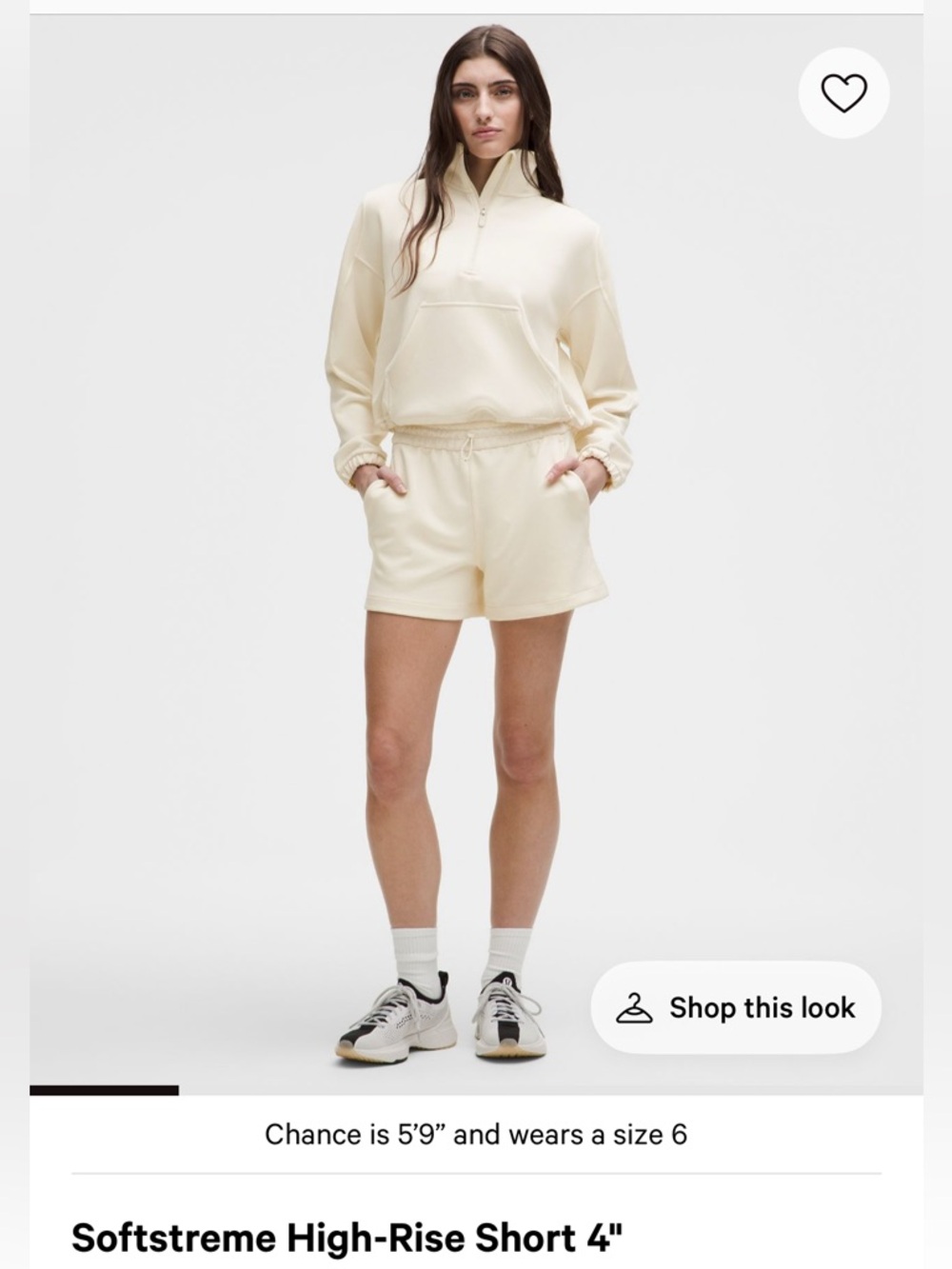 lululemon athletica Softstreme Light Ivory Shorts - Size 6